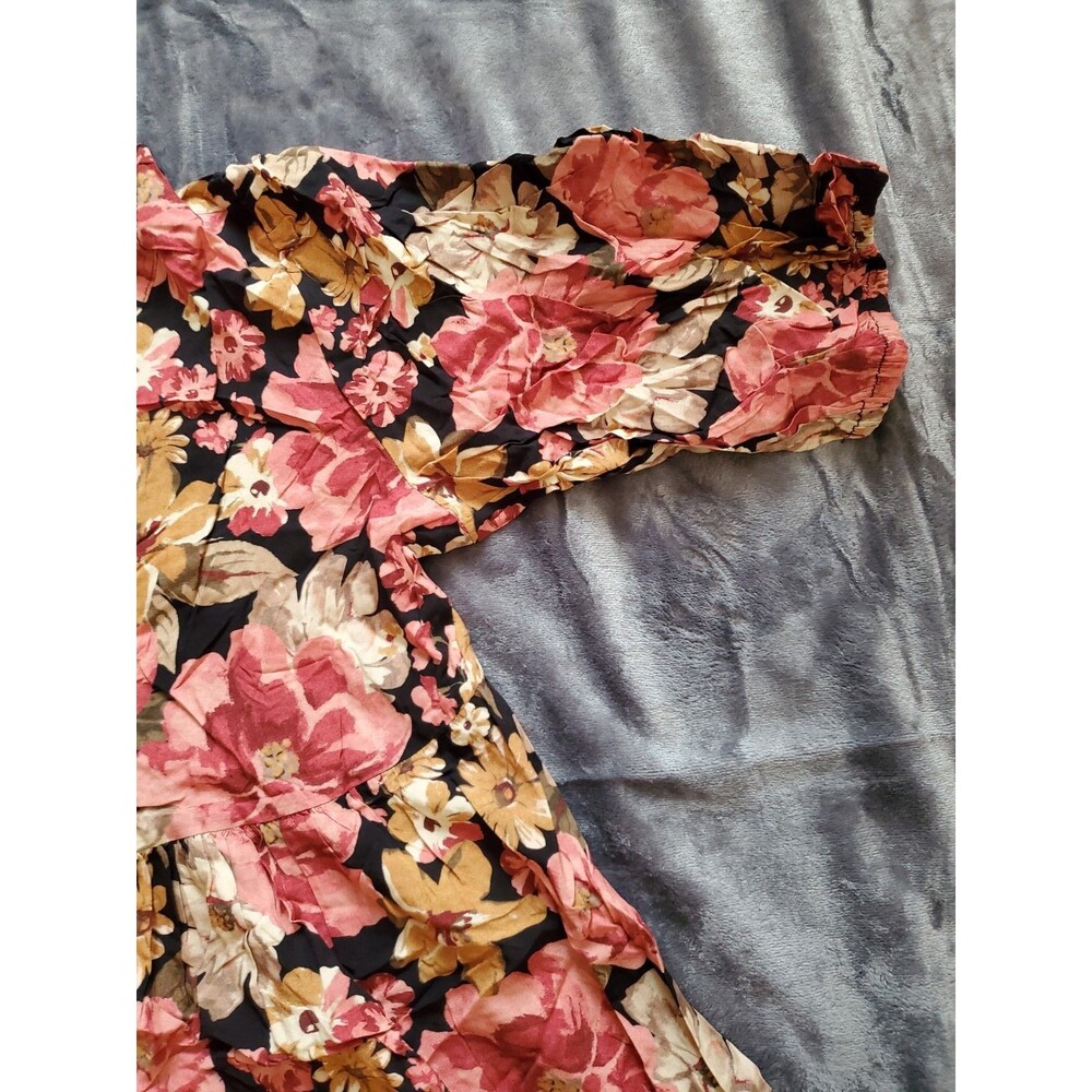Cupshe Romantic Bouqet Floral Notched Neck Short Sleeve Mini Dress Size S - Picture 7 of 16